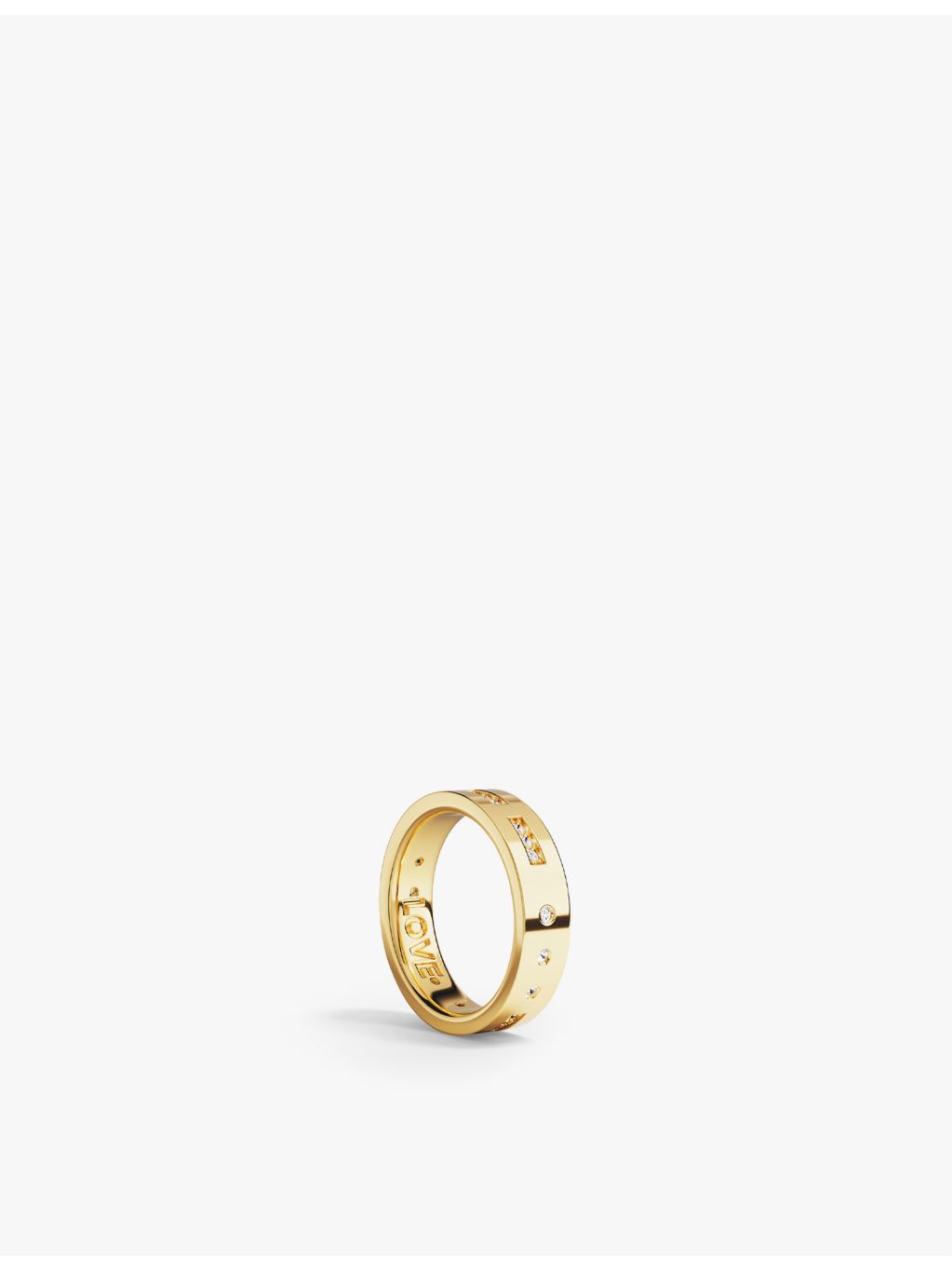 APM Monaco LOVE ring with cubic zirconia, 18ct gold plate, UK version