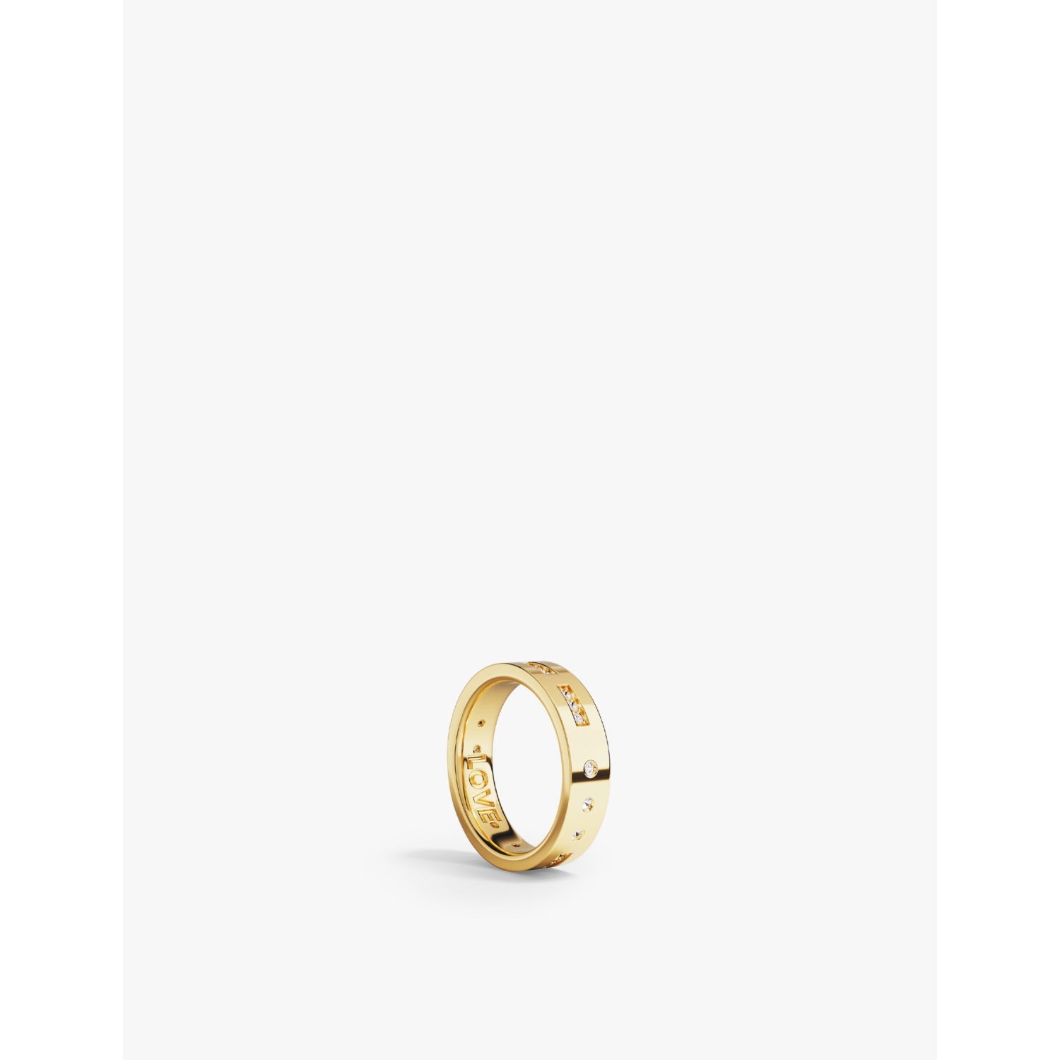 LOVE Morse Code 18ct yellow gold-plated metal alloy and cubic zirconia ring - M