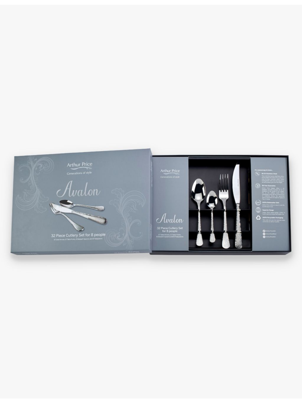 Arthur Price Avalon stainless steel cutlery set 32 piece (British brand)