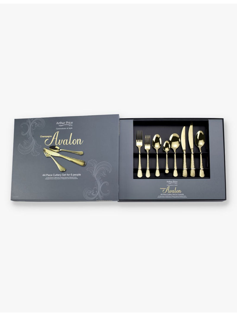 Arthur Price Champagne Avalon stainless steel cutlery set 44-piece, UK version