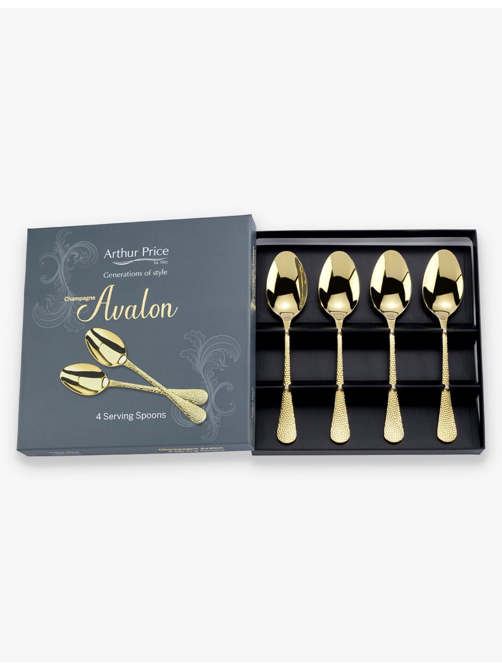 Arthur Price serving spoons Champagne Avalon set of four (British brand)