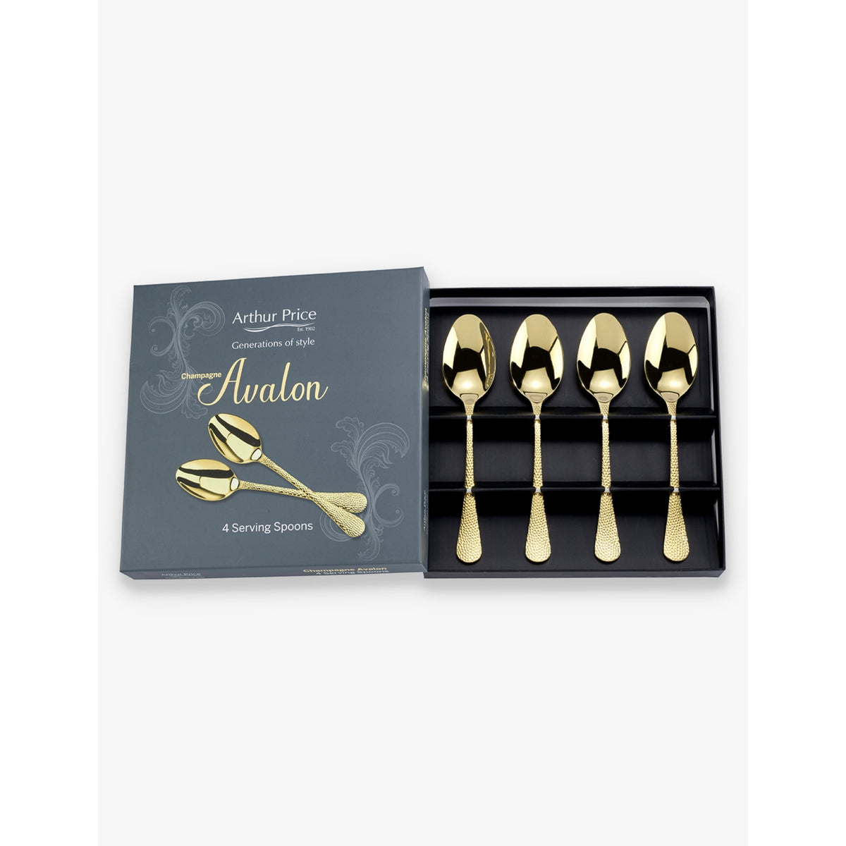 Arthur Price serving spoons Champagne Avalon set of four (British brand)