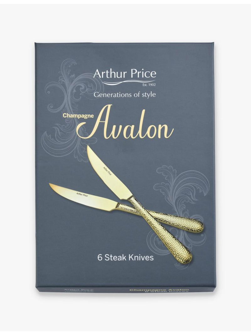 Arthur Price Champagne Avalon steak knives set of six, UK version