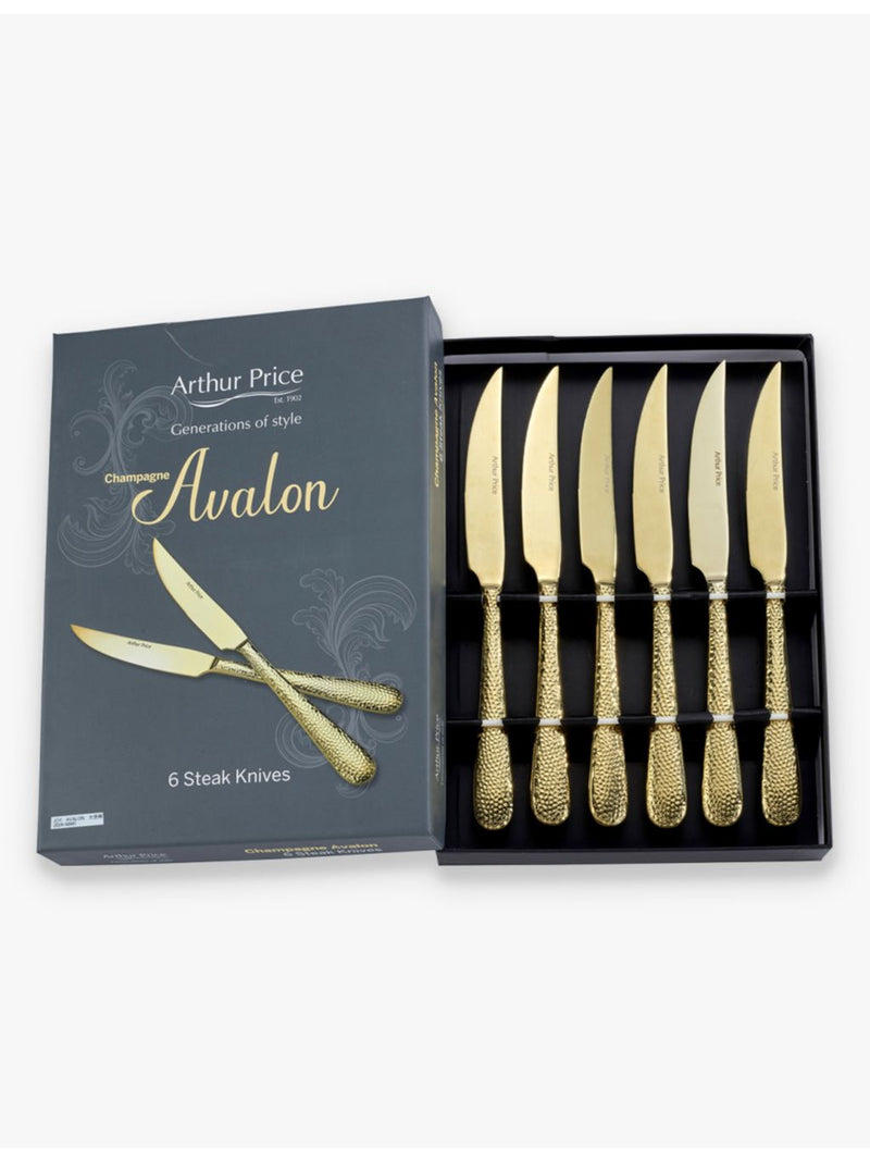 Arthur Price Champagne Avalon steak knives set of six, UK version