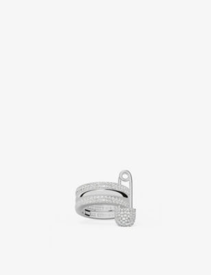 APM Monaco Love, Smile, Bonheur Sterling Silver and Zirconia Ring