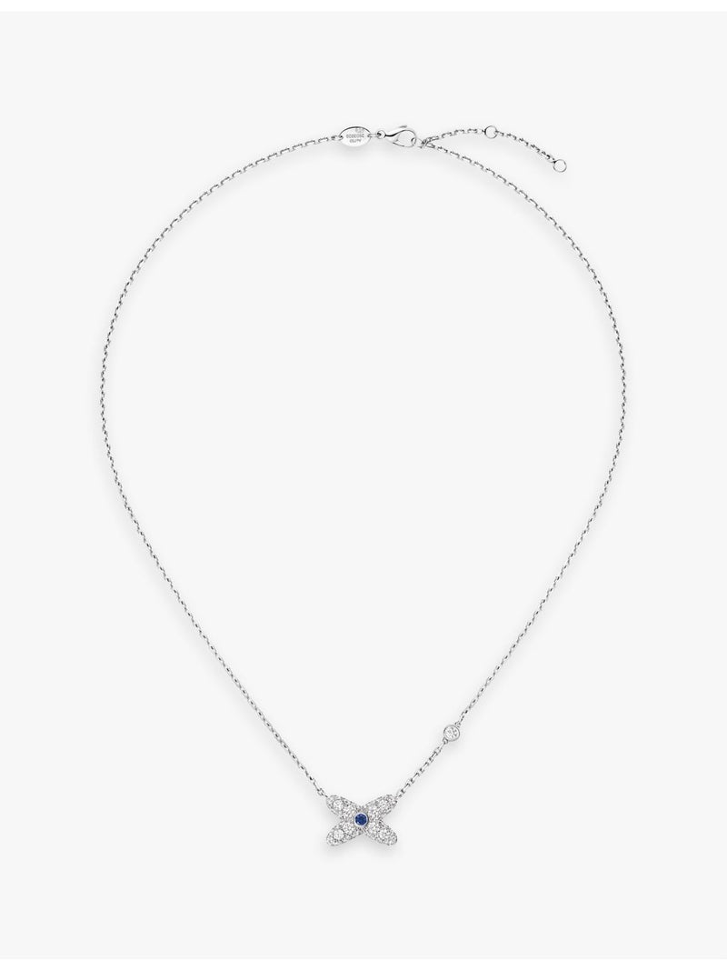 Chaumet diamond and sapphire pendant necklace, 18ct white gold, imported from the UK