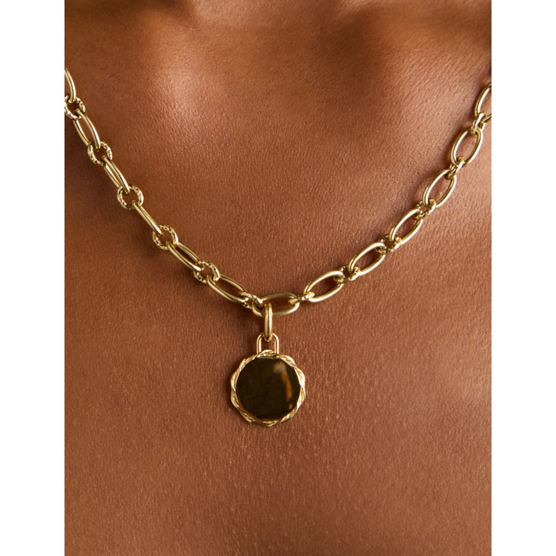 Astrid & Miyu rhodium-plated sterling-silver coin talisman charm, imported from the UK