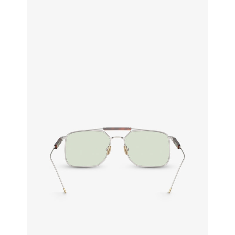 Brunello Cucinelli square-frame titanium sunglasses BC2005ST, imported from the UK