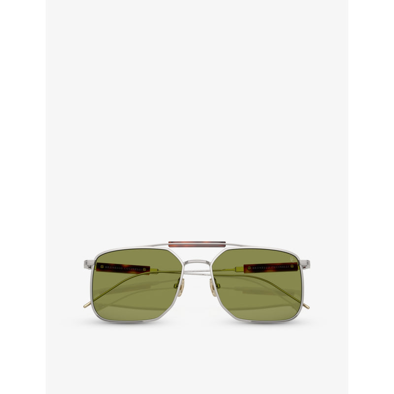 Brunello Cucinelli square-frame titanium sunglasses BC2005ST, imported from the UK