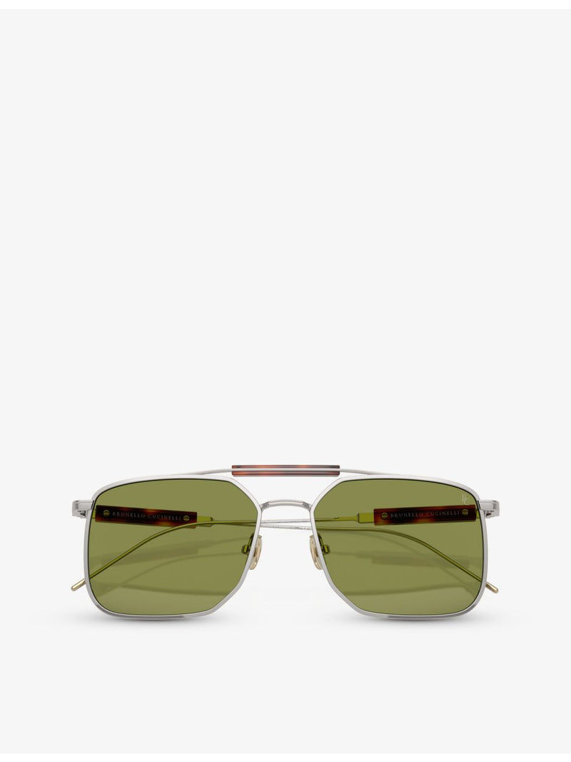 Brunello Cucinelli square-frame titanium sunglasses BC2005ST, imported from the UK