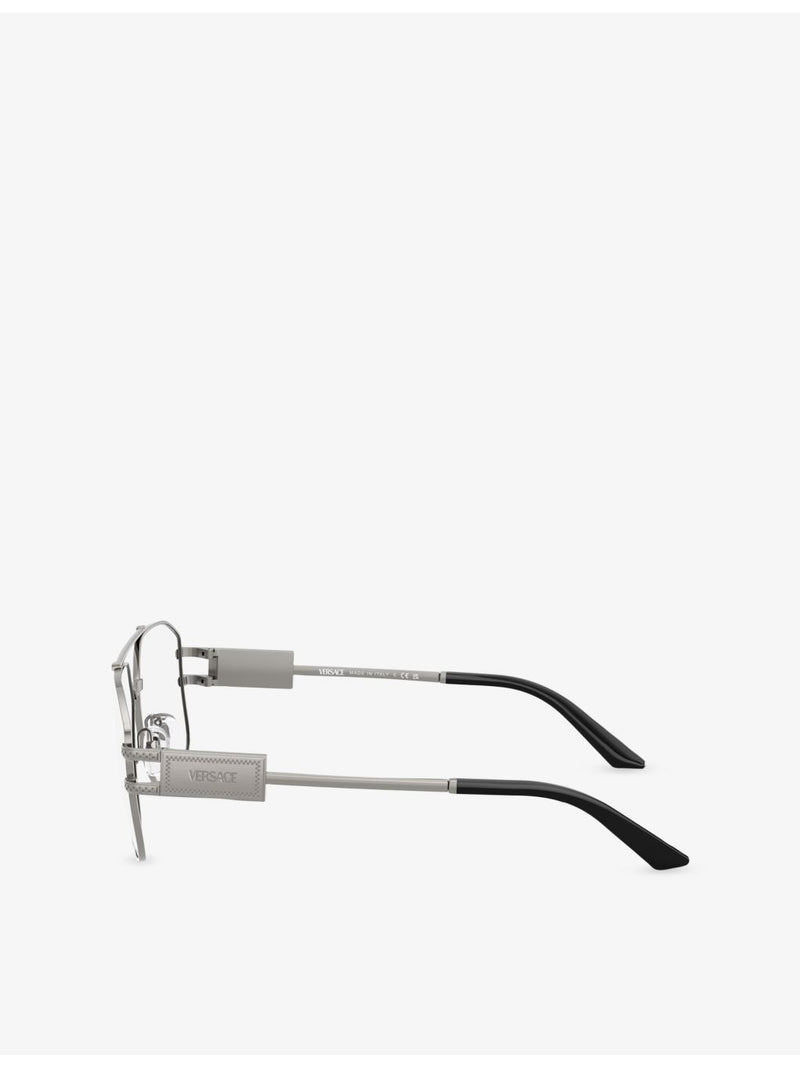 Versace rectangle clear metal glasses 0VE1302, imported from the UK