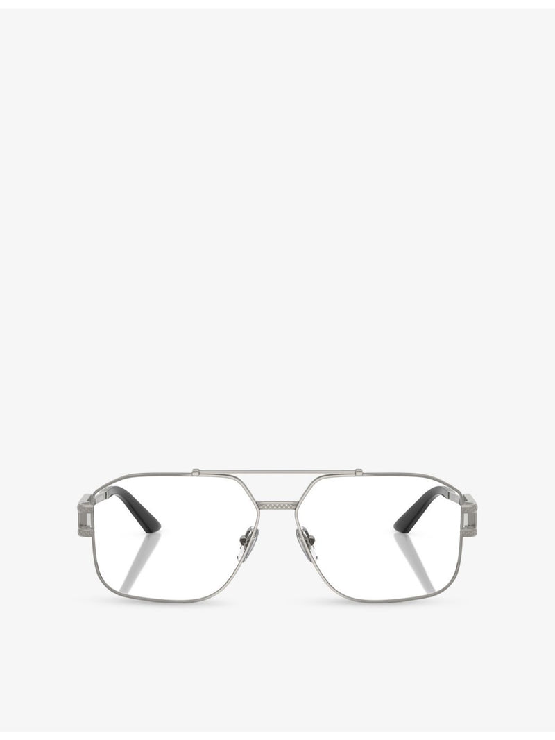 Versace rectangle clear metal glasses 0VE1302, imported from the UK