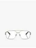 Versace rectangle clear metal glasses 0VE1302, imported from the UK