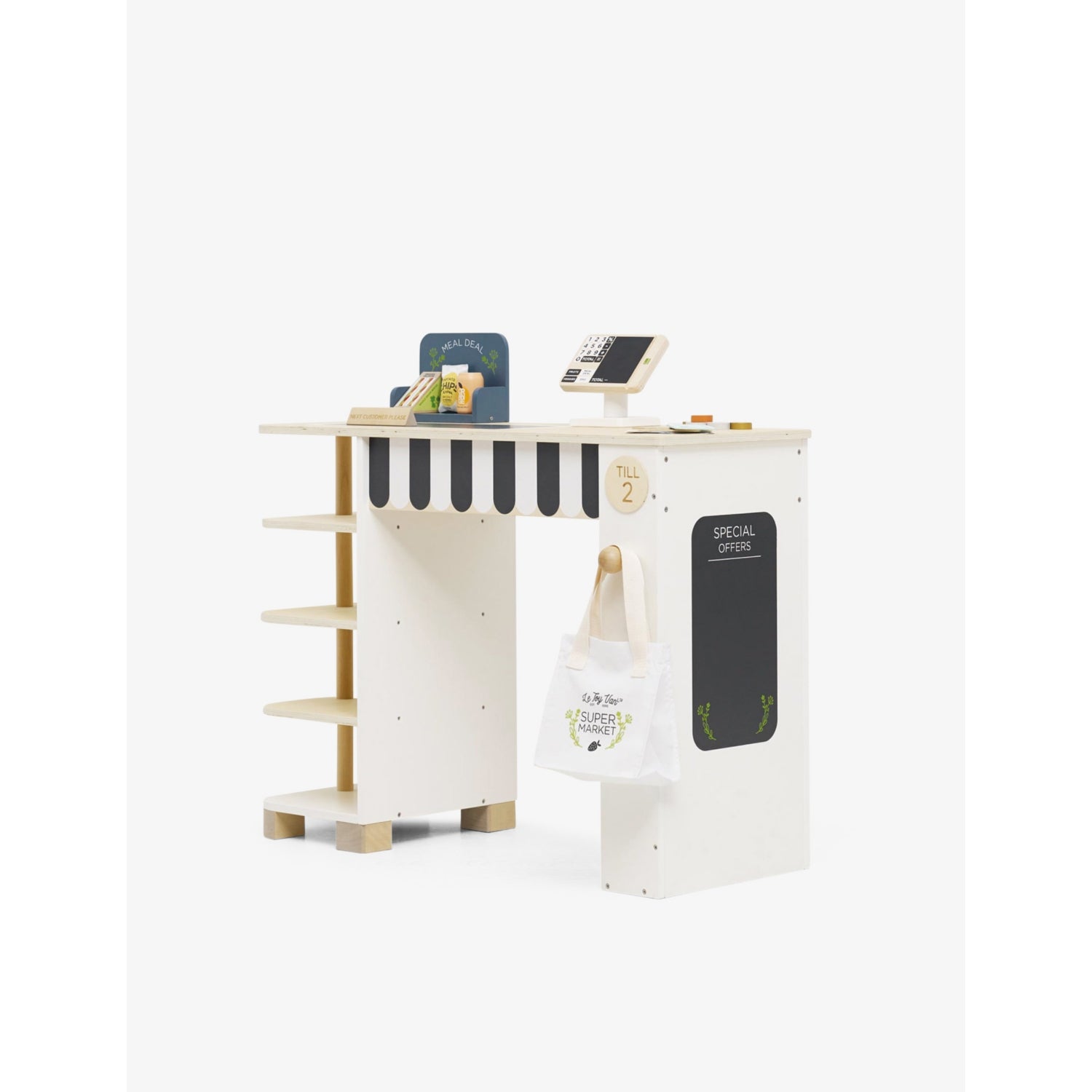 Le Toy Van wooden supermarket till playset with accessories - British product