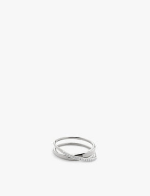 Monica Vinader Nura Wrap Sterling Silver and 0.108ct Brilliant-Cut Lab-Grown Diamond Ring