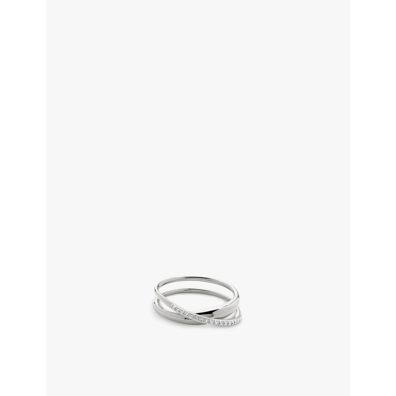 Nura Wrap sterling-silver and 0.108ct brilliant-cut lab-grown diamond ring - K