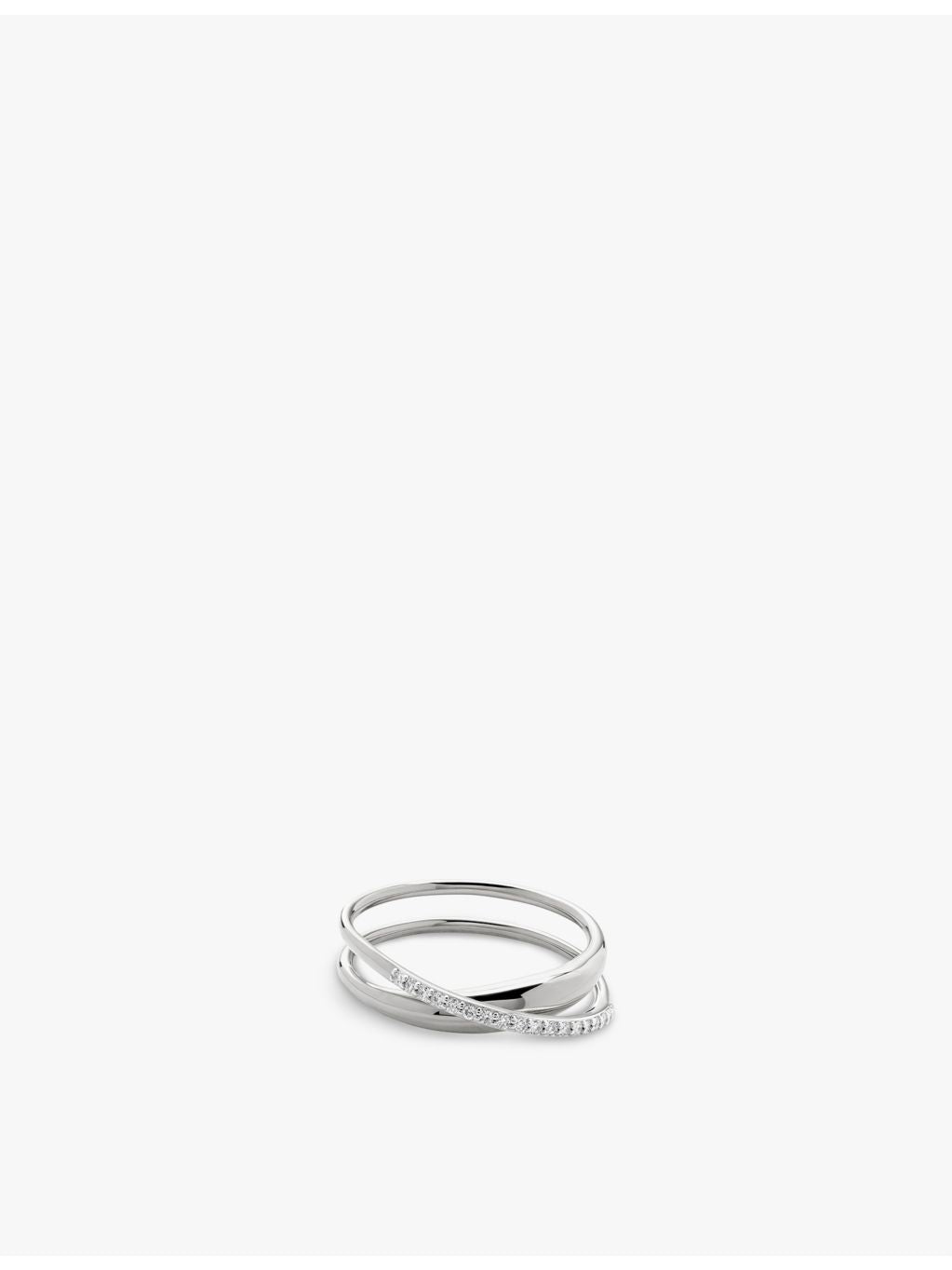 Monica Vinader Nura Wrap sterling silver diamond ring (British brand)