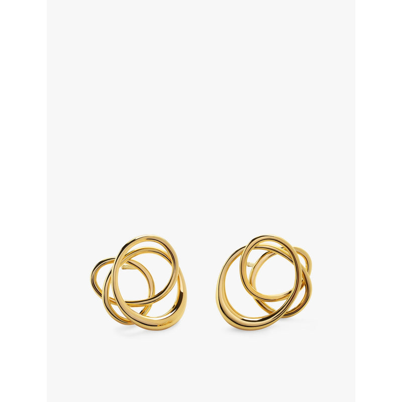 Monica Vinader Nura Wrap stud earrings 18ct gold vermeil 1.8cm, UK version