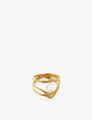Monica Vinader x Amy Powney Keshi Pearl 18ct Yellow Gold-Plated Vermeil Sterling Silver Ring