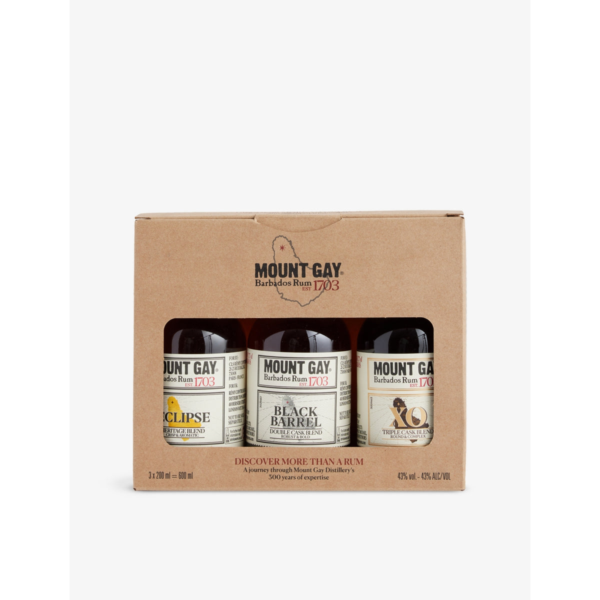 Mount Gay Discovery rum 3 x 200ml mini bottles (British brand)