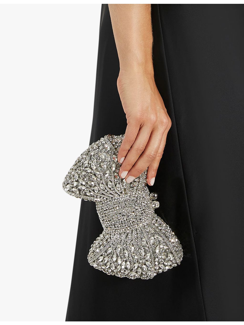 Dune Enchant bow diamante clutch bag with chain strap, UK version