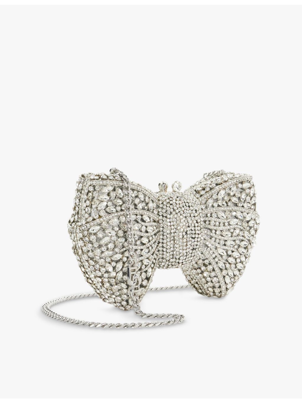 Dune Enchant bow diamante clutch bag with chain strap, UK version
