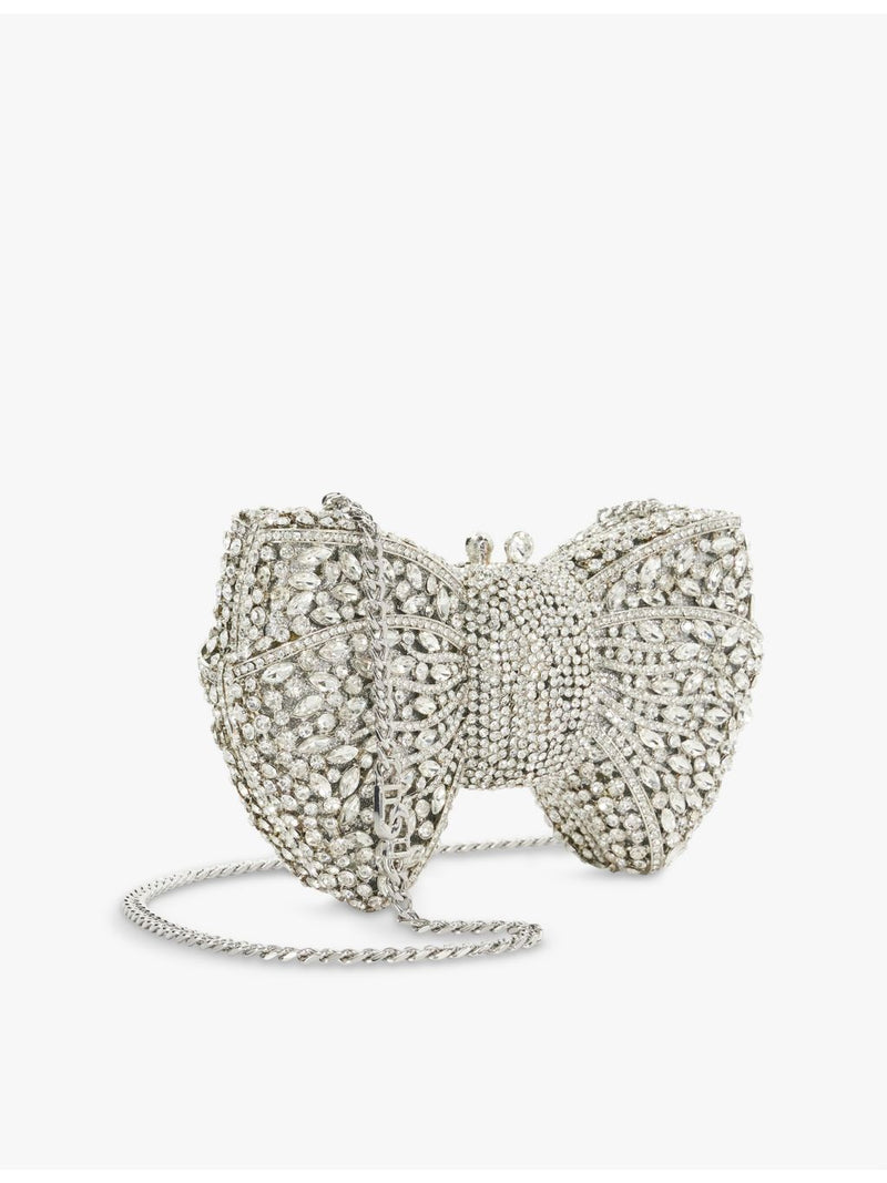 Dune Enchant bow diamante clutch bag with chain strap, UK version