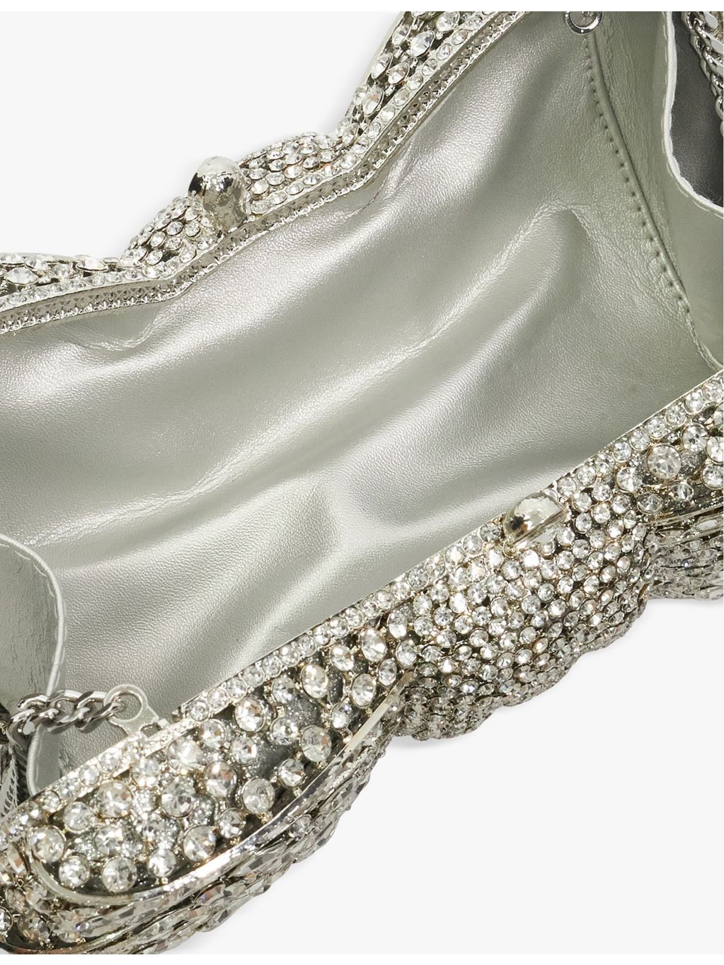 Dune Enchant bow diamante clutch bag with chain strap, UK version