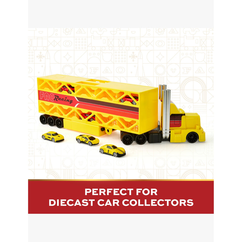 FAO Schwarz Big Cab Auto Hauler with race car storage - British product