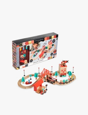 FAO Schwarz Train Town 51-piece wooden train track playset (British brand)