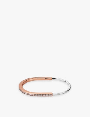 Tiffany & Co. Lock Narrow 18ct Rose Gold and White Gold 1.09ct Diamond Bangle