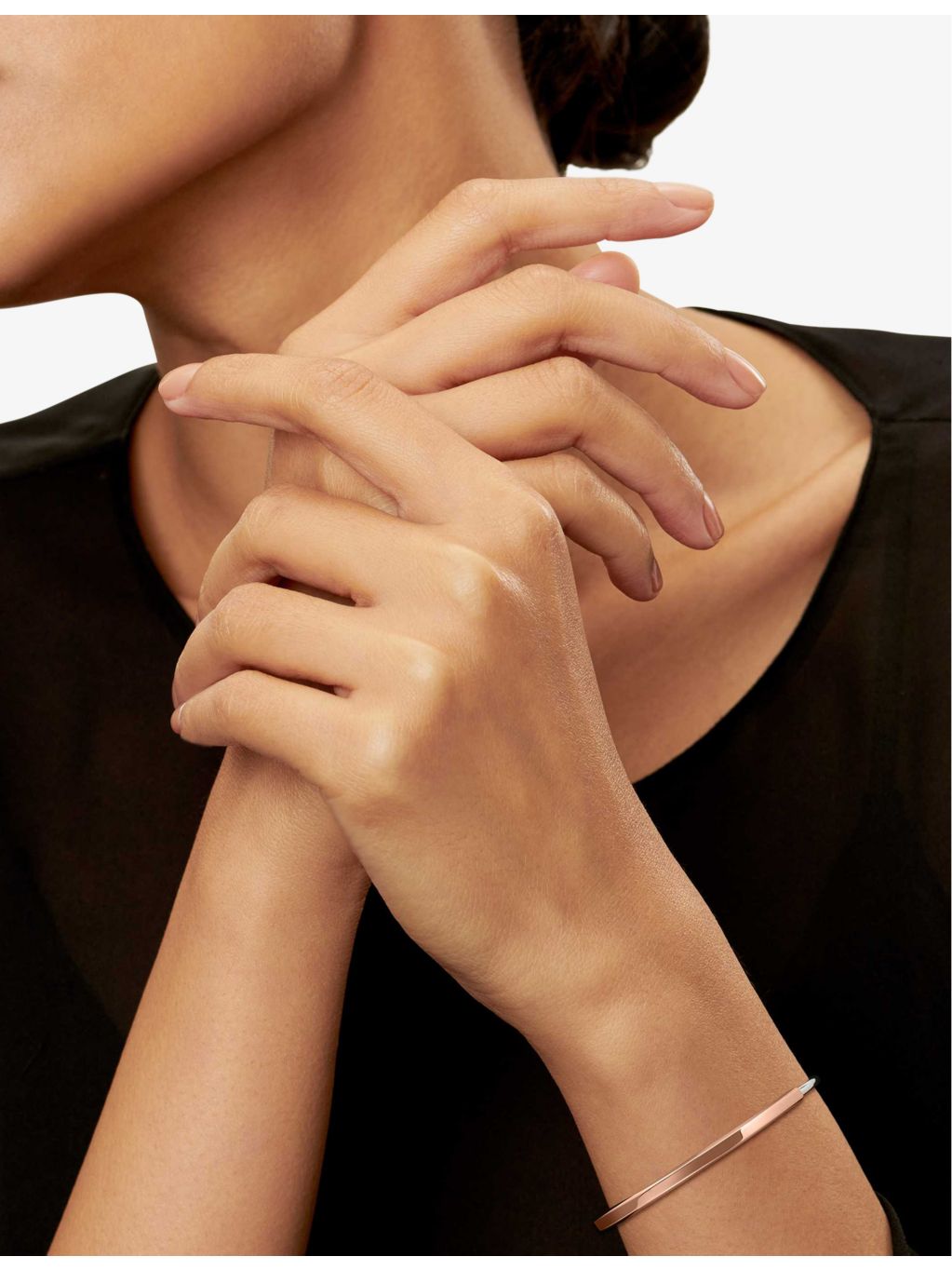 Tiffany & Co Lock narrow bangle 18ct rose-gold white-gold, UK version