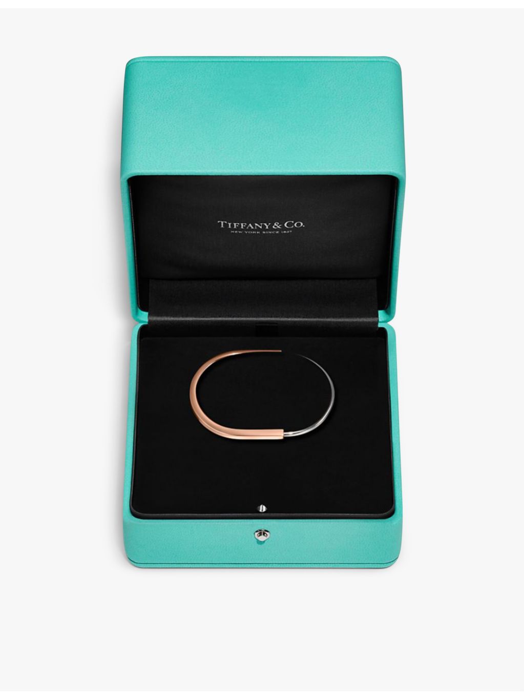 Tiffany & Co Lock narrow bangle 18ct rose-gold white-gold, UK version