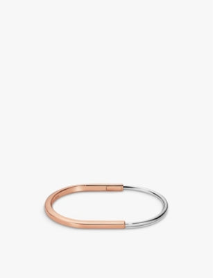 Tiffany & Co. Lock Narrow 18ct Rose-Gold and 18ct White-Gold Bangle Bracelet