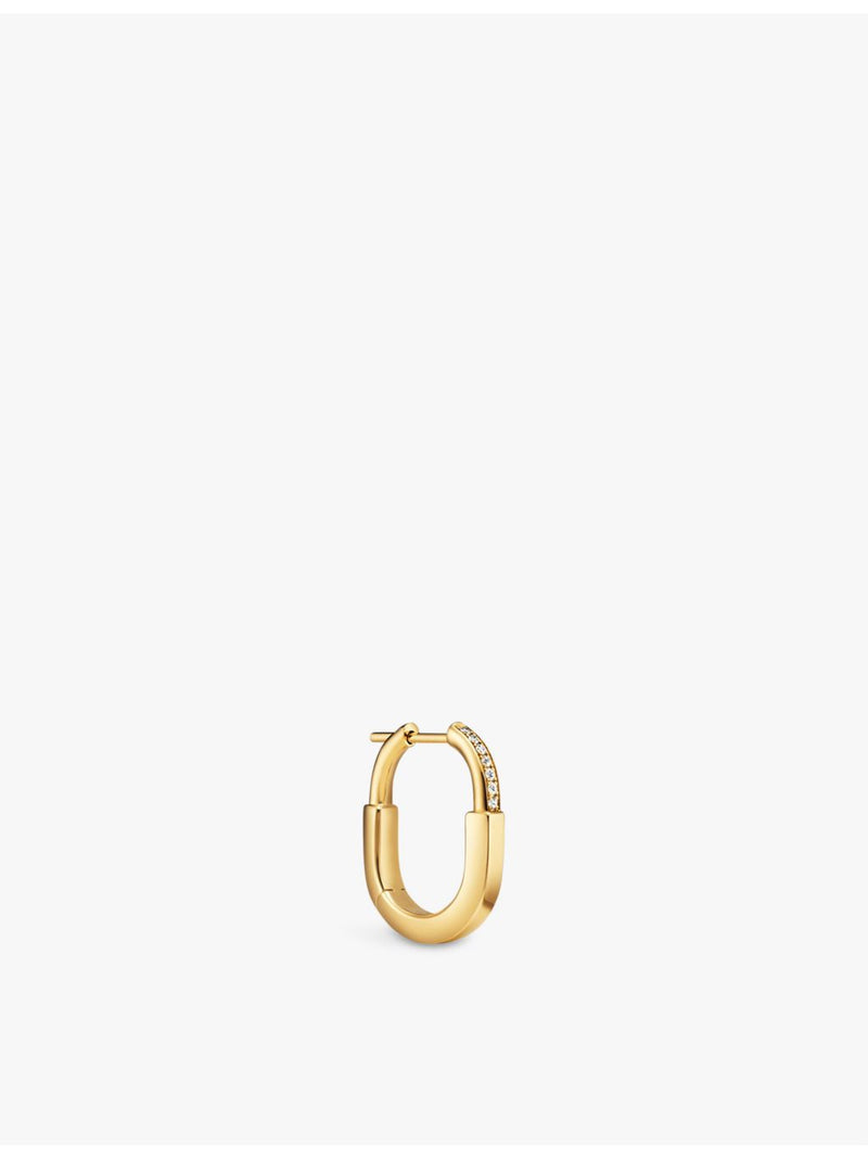 Tiffany & Co Lock small 18ct yellow-gold diamond hoop earrings, UK version