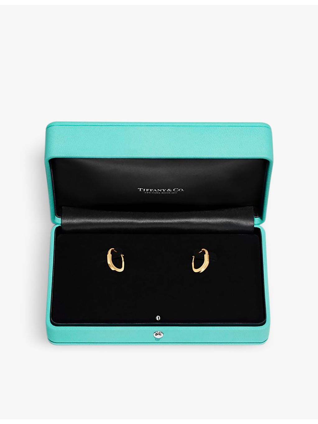 Tiffany & Co Lock small 18ct yellow-gold diamond hoop earrings, UK version