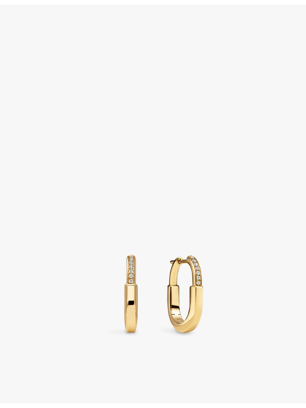 Tiffany & Co Lock small 18ct yellow-gold diamond hoop earrings, UK version
