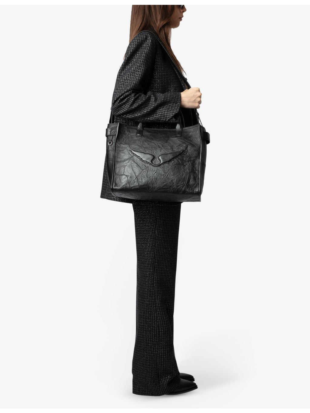 Zadig & Voltaire Angel crinkle-effect leather tote bag, UK version