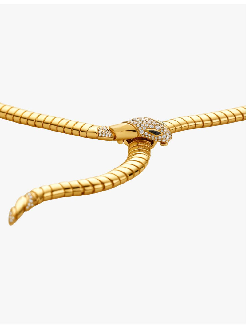 Bvlgari Serpenti Tubogas 18ct yellow gold diamond necklace, UK version