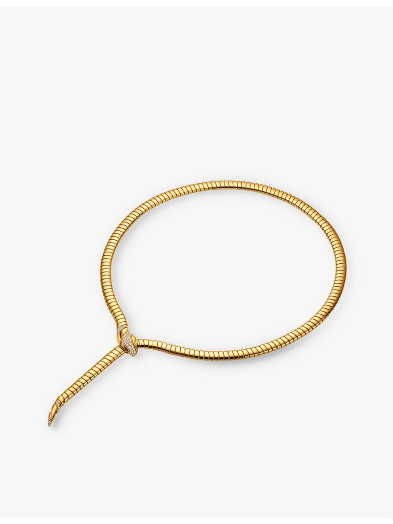 Bvlgari Serpenti Tubogas 18ct yellow gold diamond necklace, UK version