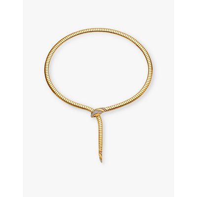 selfridges Bvlgari Serpenti Tubogas 18ct Yellow Gold 0.46ct Brilliant-Cut Diamond and Onyx Necklace 40.5cm- Buy online at McGrocer