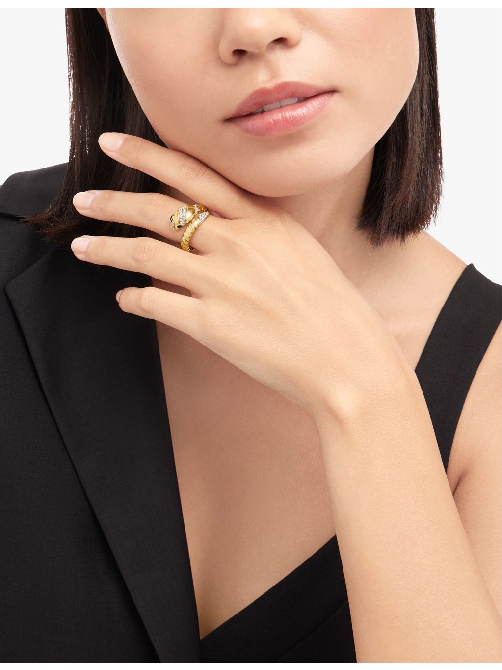 Bvlgari Serpenti Tubogas ring 0.50ct diamond and onyx, UK version