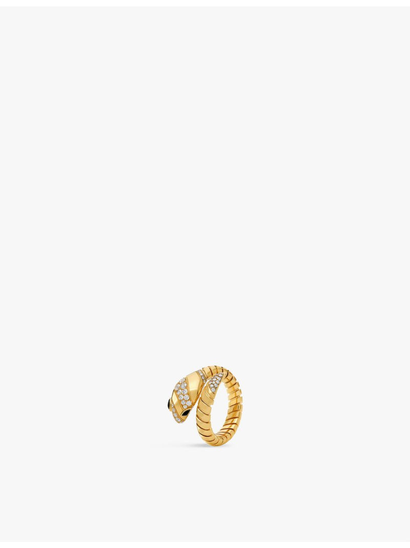 Bvlgari Serpenti Tubogas ring 0.50ct diamond and onyx, UK version