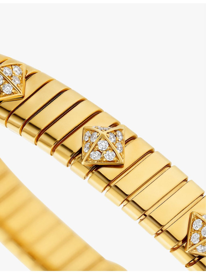 Bvlgari Tubogas 18ct yellow gold diamond bracelet 0.29ct - British product