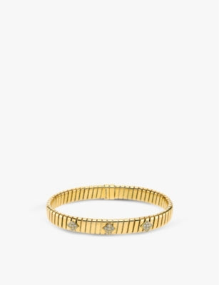 Bvlgari Tubogas 18ct Yellow-Gold and 0.29ct Brilliant-Cut Diamond Bracelet