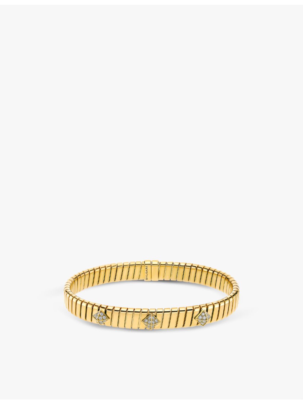Bvlgari Tubogas 18ct yellow gold diamond bracelet 0.29ct - British product