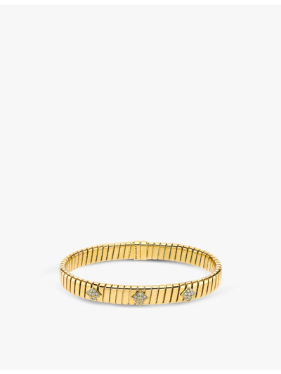 selfridges Bvlgari Tubogas 18ct Yellow-Gold and 0.29ct Brilliant-Cut Diamond Bracelet- Buy online at McGrocer