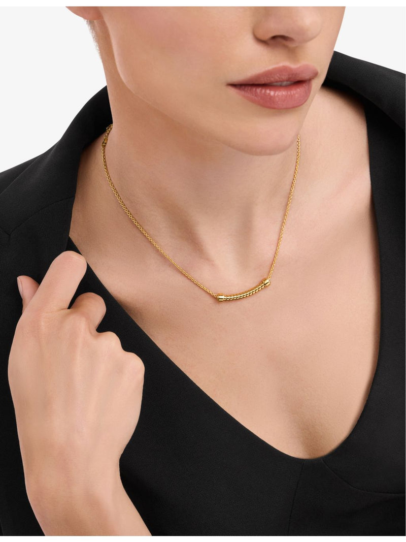 Bvlgari Tubogas 18ct yellow-gold pendant necklace adjustable chain, imported from the UK