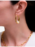 Astley Clarke gold plated pearl hoop earrings (British brand)