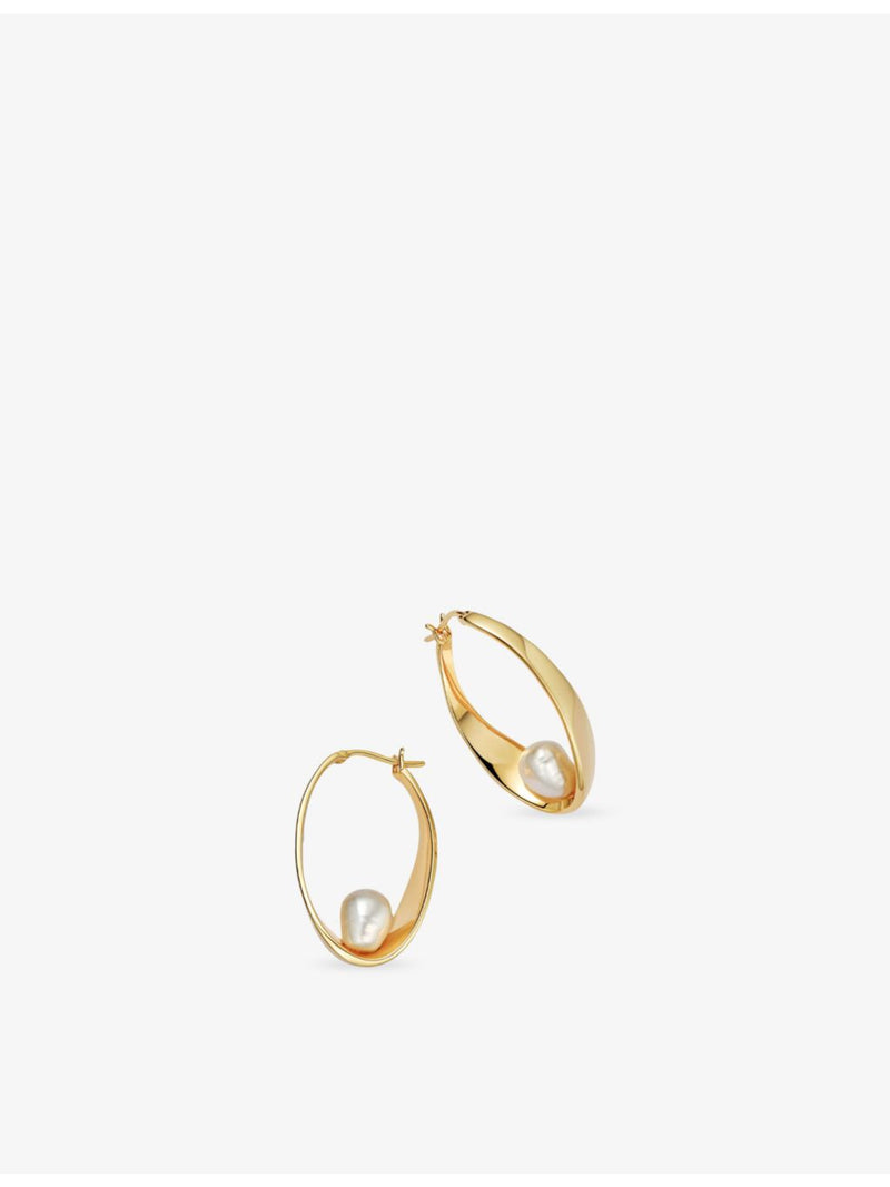 Astley Clarke gold plated pearl hoop earrings (British brand)
